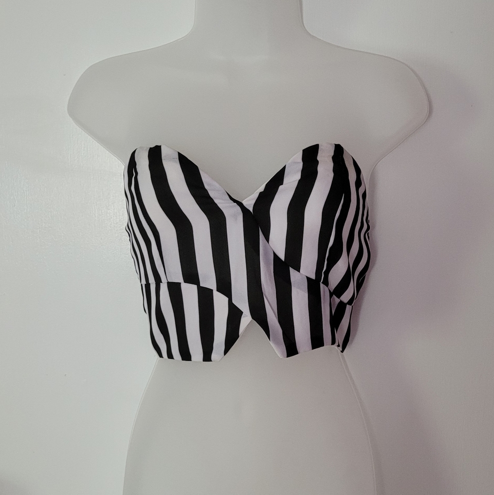 Black and white striped crop top